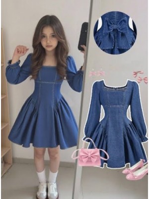 KIZ ÇOCUK MAVİ KOT ELBİSE