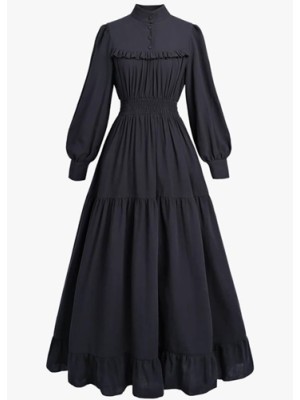 Uzun tesettür kahve rengi elbise