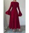 UZUN BORDO KOLLARI VOLAN ELBİSE