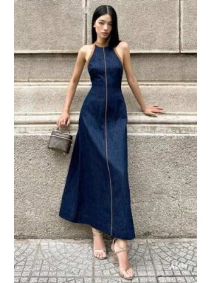 Mavi Uzun Kot Elbise