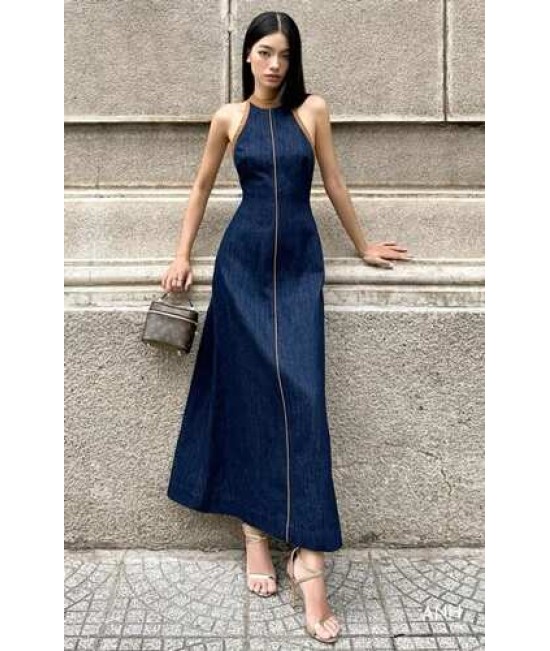 Mavi Uzun Kot Elbise