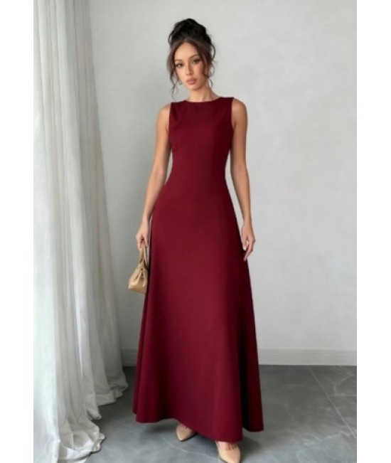 BORDO UZUN ELBİSE